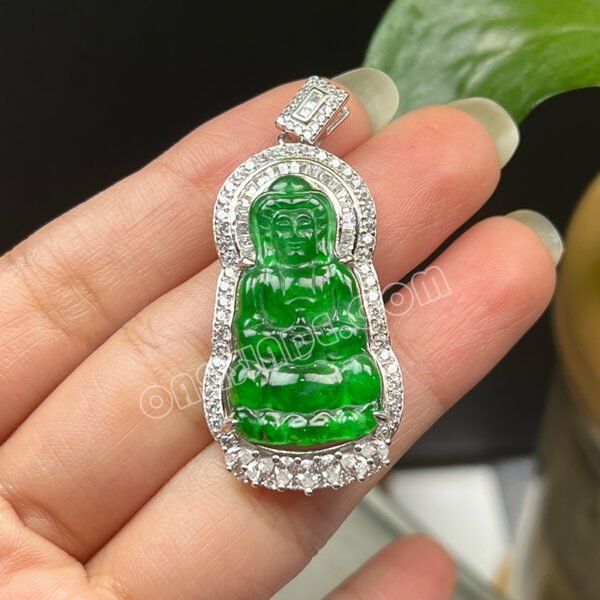 Genuine Green Jade Laughing Buddha Pendant