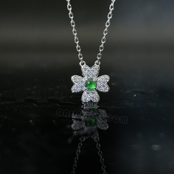 Stylish Women's Jewelry Lucky Flower Jade Pendant Necklace