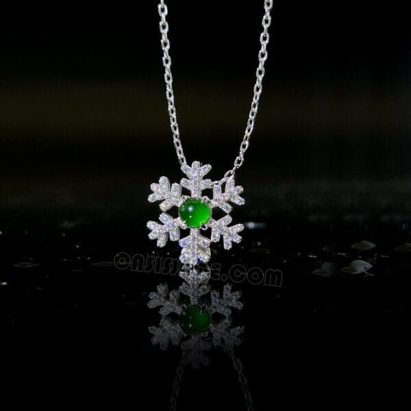 Oasisjade Natural Jade Pendant Snowflake Jade Silver Jewelry