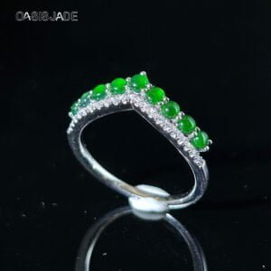 Natural Jade Ring S925 Silver Unique Design Emerald Ring Jewelry