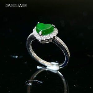 Natural Jadeite Ring 925 Silver Inlay Jade Ring Jewelry