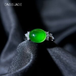 Natural Jade Ring Luxury Jewelry Gold Plated For Women Gemstone Engagement 925 Sterling Silver Emerald Ring