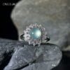 New Arrival 925 Sterling Silver Classic round Ring Unisex Gemstone Jade Ring