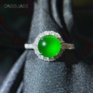 Natural Jade Ring Gold Plated For Women Gemstone Engagement 925 Sterling Silver Emerald Ring