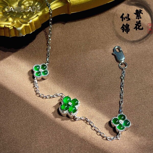 Natural Jadeite Bracelet S925 Silver Inlay Fashion Female Accessories Jewelry Original Design - 图片 5