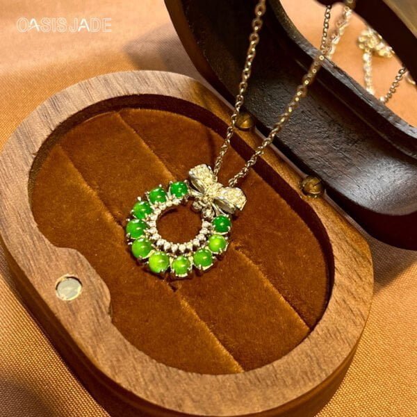 High-end Jewelry New Fashion High Quality Bow Natural Stone Jade Pendant - 图片 5