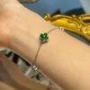Natural Jadeite Bracelet S925 Silver Inlay Fashion Female Accessories Jewelry Original Design - 图片 4