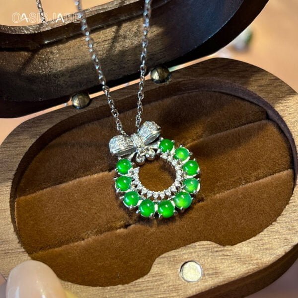 High-end Jewelry New Fashion High Quality Bow Natural Stone Jade Pendant - 图片 3