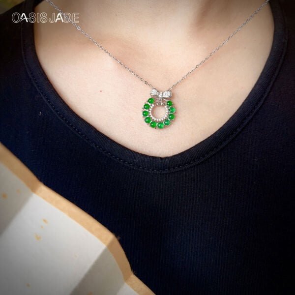 High-end Jewelry New Fashion High Quality Bow Natural Stone Jade Pendant - 图片 4