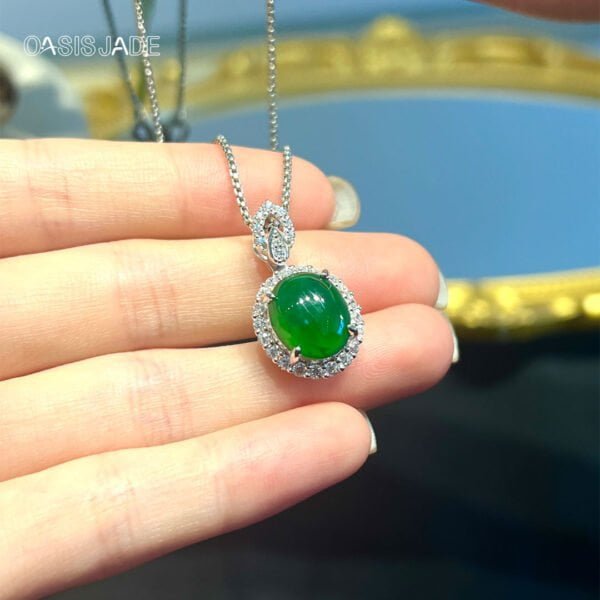 High Quality Jade Gemstone Jewelry Pendant Natural Green Jadeite Pendant - 图片 2