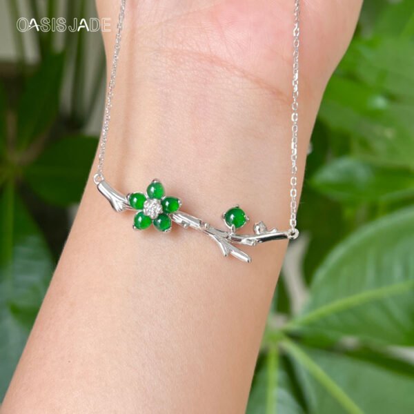 Green Emerald Necklace  Plum Blossom Design Fashion Jewelry Necklace For Women - 图片 3