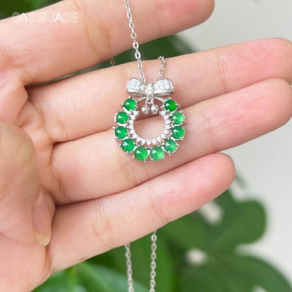 High-end Jewelry New Fashion High Quality Bow Natural Stone Jade Pendant - 图片 6
