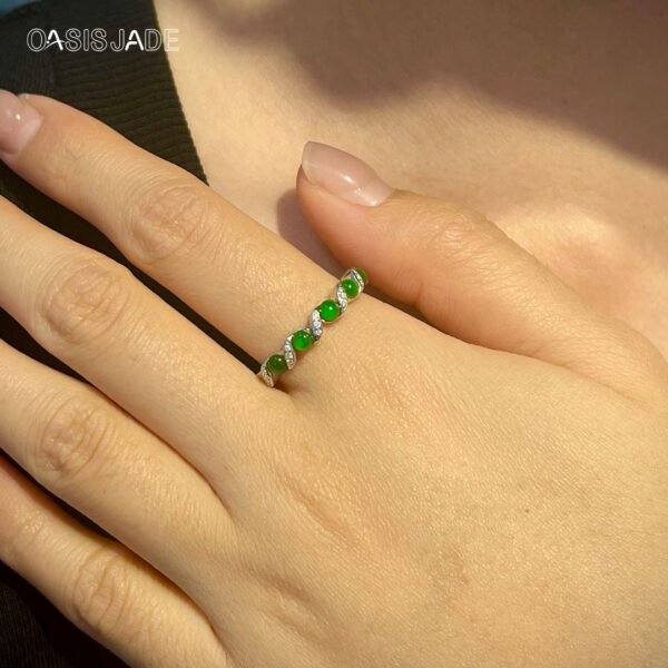 New Fashion High Quality Natural Stone  Jade Beaded Ring - 图片 5