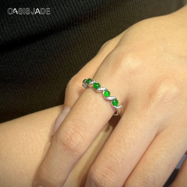 New Fashion High Quality Natural Stone  Jade Beaded Ring - 图片 3