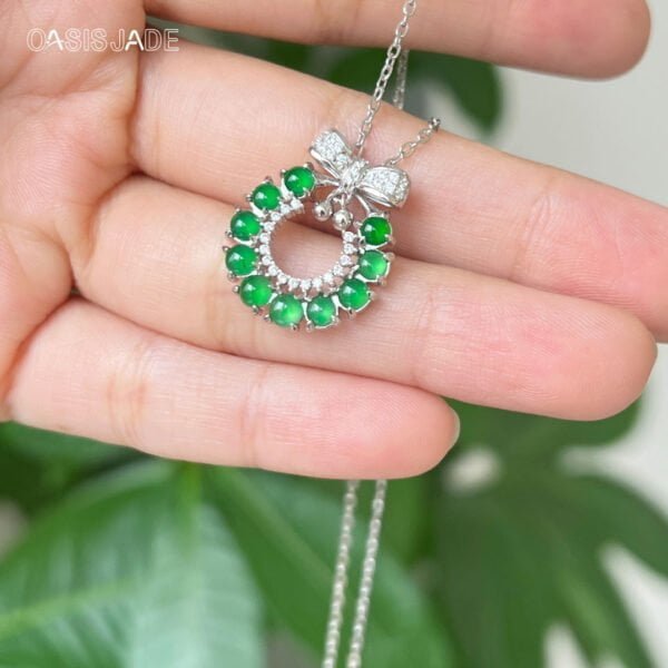 High-end Jewelry New Fashion High Quality Bow Natural Stone Jade Pendant - 图片 2