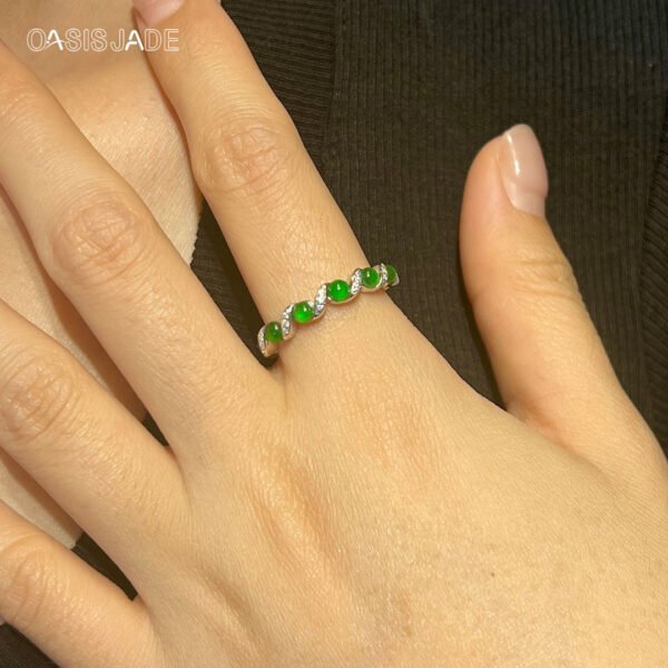 New Fashion High Quality Natural Stone  Jade Beaded Ring - 图片 4